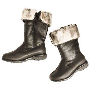 Toe Warmers Shelter Mid Calf Leather Faux Fur Boots Size 8WW